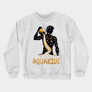 silhouettes golden Aquarius Zodiac Sign Astrology born January Birthday Aquarius Zodiac Horoscope February Birthday Crewneck Sweatshirt
